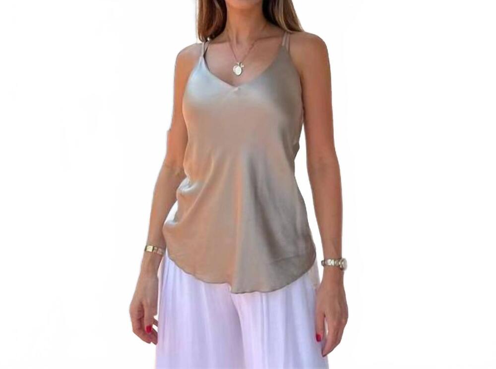 NEW SCANDAL ITALY piper satin tank top in taupe